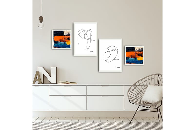 MDF-målning Dekorativ 4 Delar - Flerfärgad - Inredning - Tavlor & posters - Canvastavla