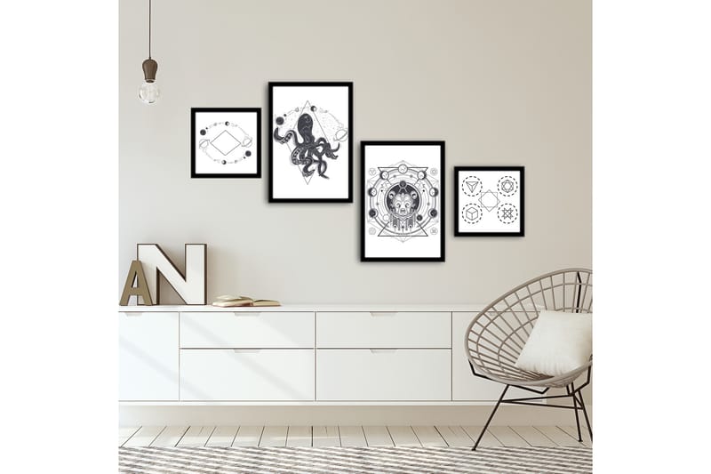 MDF-målning Dekorativ 4 Delar - Flerfärgad - Inredning - Tavlor & posters - Canvastavla