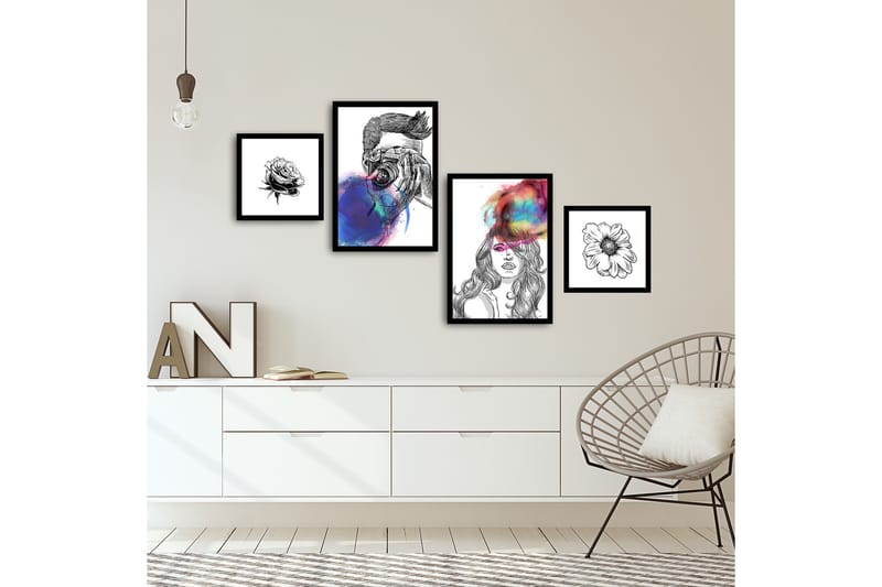 MDF-målning Dekorativ 4 Delar - Flerfärgad - Inredning - Tavlor & posters - Canvastavla