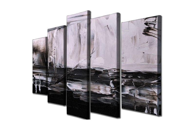 Stor Canvastavla i 5 delar 105x70 cm - Abstrakt komposition i svart och vitt - Svart / Vitt / Grått - Inredning - Tavlor & posters - Canvastavla