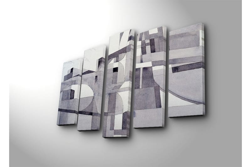 Stor Canvastavla i 5 delar 105x70 cm - Abstrakt komposition med geometriska former i gråskala - Grå / Vit / Svart - Inredning - Tavlor & posters - Canvastavla