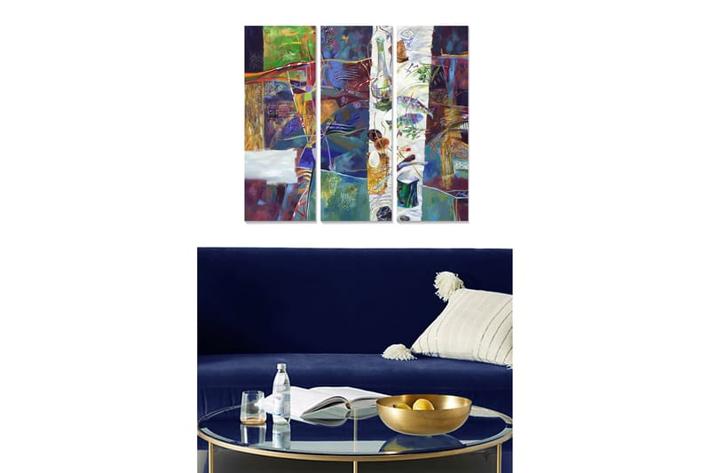 Tavla Abstract 3-Pack Flerfärgad Flerfärgad - 20x50 cm - Inredning - Tavlor & posters - Canvastavla