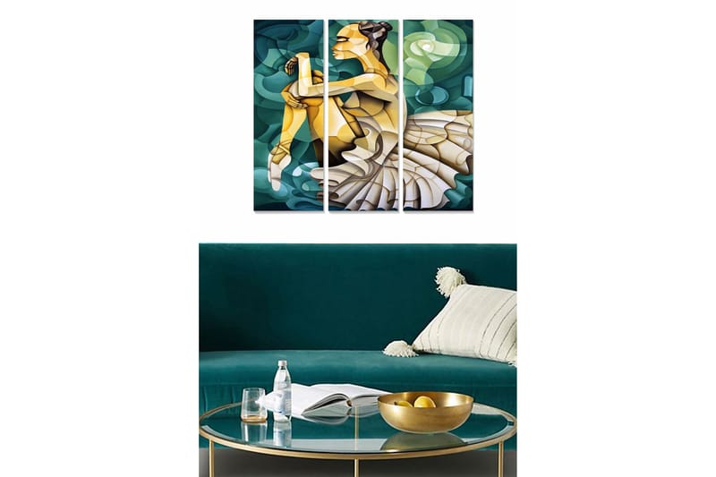 Tavla Abstract 3-pack Flerfärgad, 20x50 cm