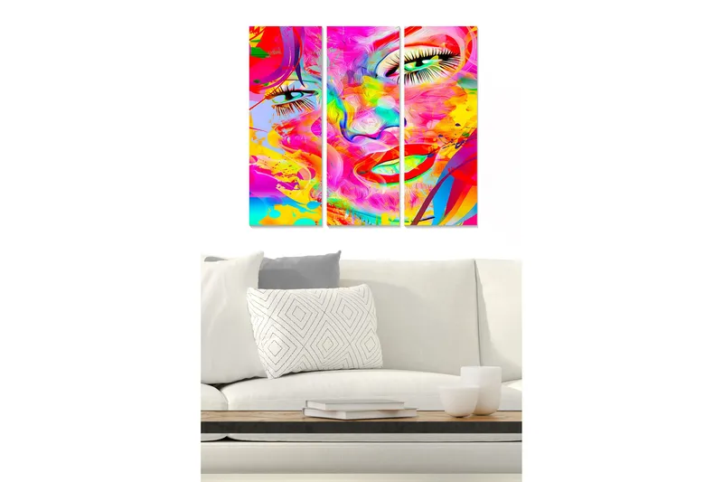 Tavla Abstract 3-pack Flerfärgad, 20x50 cm