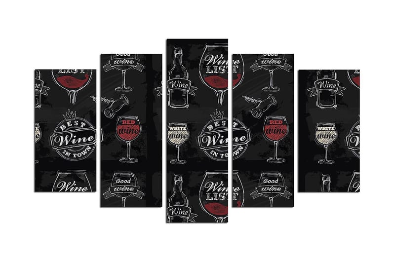 Tavla Abstract 5-Pack Flerfärgad 20X50 - 20x60 cm - Inredning - Tavlor & posters - Canvastavla