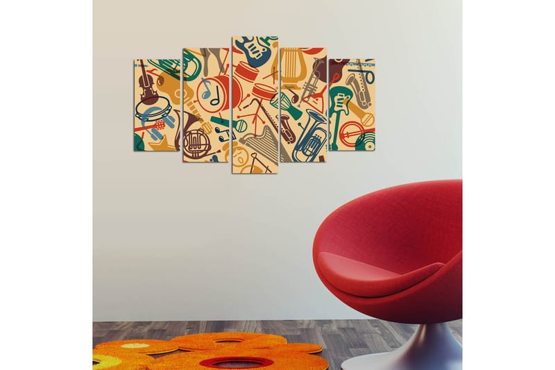 Tavla Abstract 5-Pack Flerfärgad 20X50 - 20x60 cm - Canvastavla
