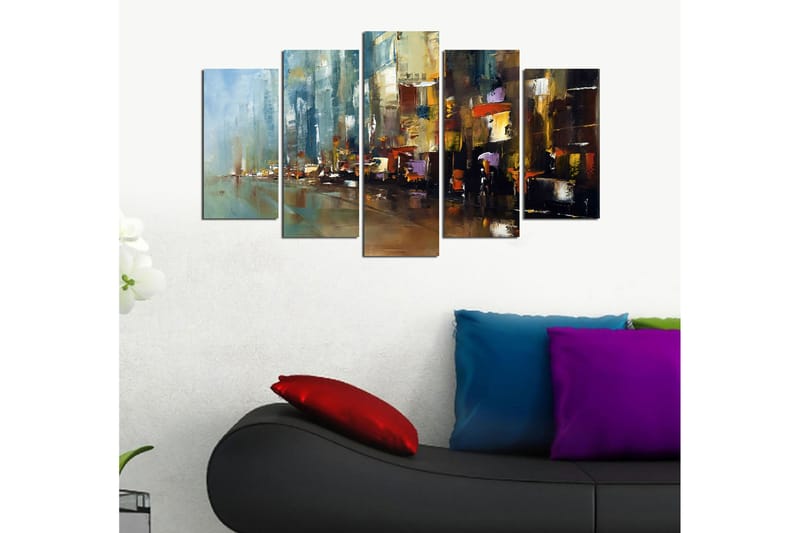 Tavla Abstract 5-Pack Flerfärgad 20X50 - 20x60 cm - Inredning - Tavlor & posters - Canvastavla