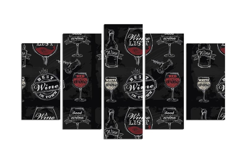 Tavla Abstract 5-pack Flerfärgad, 20x60 cm