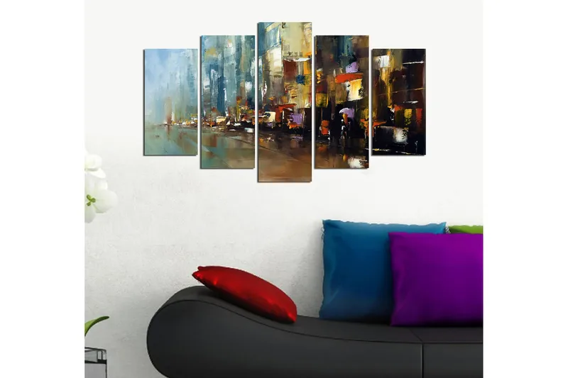 Tavla Abstract 5-pack Flerfärgad - 20x60 cm - Inredning - Tavlor & posters - Canvastavla