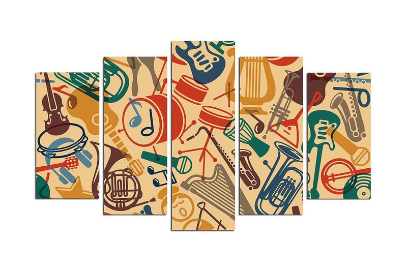 Tavla Abstract 5-pack Flerfärgad, 20x60 cm