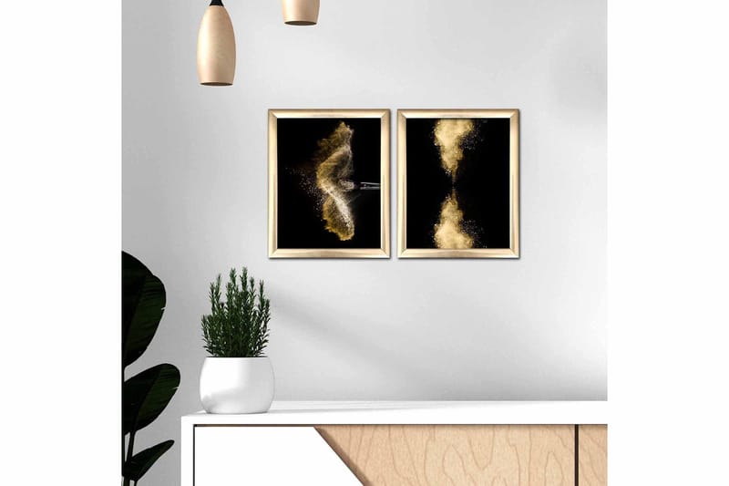 Tavla Abstract Med Ram 2-Pack Flerfärgad 23,5X28,5 - 23,5x28,5 cm - Inredning - Tavlor & posters - Canvastavla