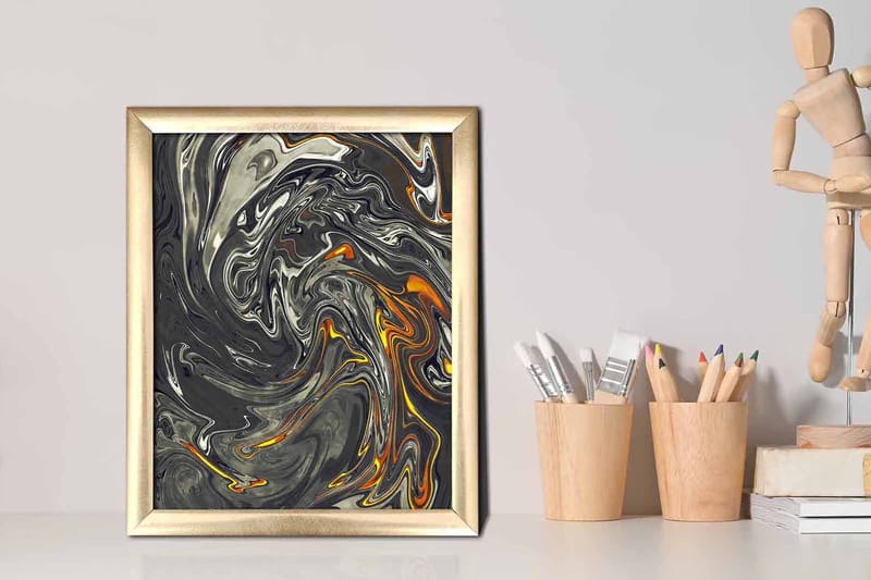 Tavla Abstract Med Ram Flerfärgad 23,5X28,5 - 23,5x28,5 cm - Inredning - Tavlor & posters - Canvastavla