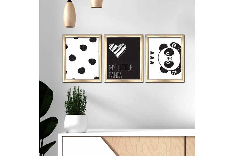 Tavla Animal med Ram 3-pack Flerfärgad - 23,5x28,5 cm - Inredning - Tavlor & posters - Canvastavla