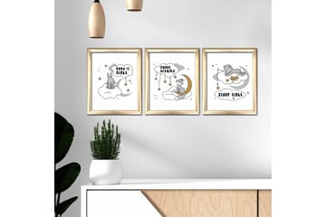 Tavla Animal med Ram 3-pack Flerfärgad - 23,5x28,5 cm - Inredning - Tavlor & posters - Canvastavla