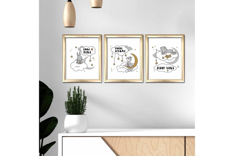 Tavla Animal med Ram 3-pack Flerfärgad - 23,5x28,5 cm - Inredning - Tavlor & posters - Canvastavla