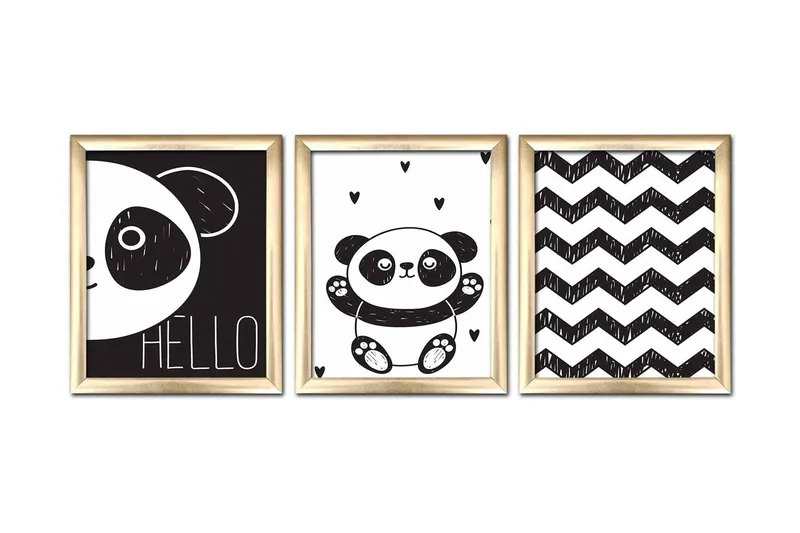 Tavla Animal med Ram 3-pack Flerfärgad, 23,5x28,5 cm