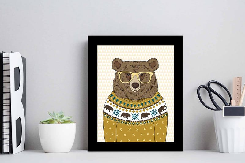 Tavla Animal Med Ram Flerfärgad 23,5X28,5 - 23,5x28,5 cm - Inredning - Tavlor & posters - Canvastavla