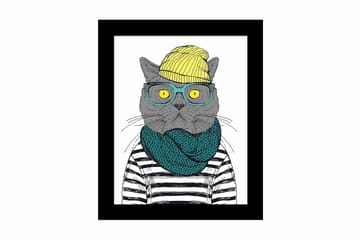 Tavla Animal Med Ram Flerfärgad 23,5X28,5 - 23,5x28,5 cm - Inredning - Tavlor & posters - Canvastavla