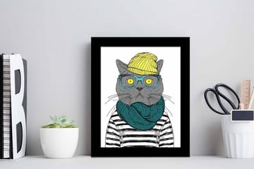 Tavla Animal Med Ram Flerfärgad 23,5X28,5 - 23,5x28,5 cm - Inredning - Tavlor & posters - Canvastavla