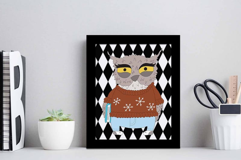 Tavla Animal Med Ram Flerfärgad 23,5X28,5 - 23,5x28,5 cm - Inredning - Tavlor & posters - Canvastavla