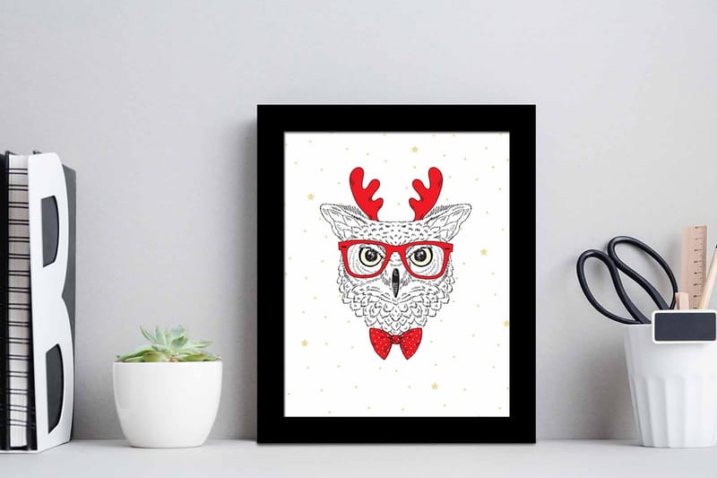 Tavla Animal Med Ram Flerfärgad 23,5X28,5 - 23,5x28,5 cm - Inredning - Tavlor & posters - Canvastavla