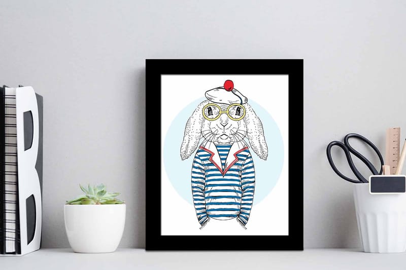 Tavla Animal Med Ram Flerfärgad 23,5X28,5 - 23,5x28,5 cm - Inredning - Tavlor & posters - Canvastavla