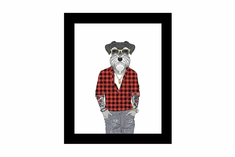 Tavla Animal med Ram Flerfärgad, 23,5x28,5 cm