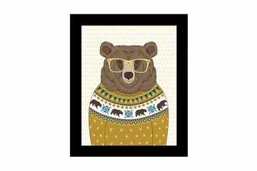 Tavla Animal med Ram Flerfärgad - 23,5x28,5 cm - Inredning - Tavlor & posters - Canvastavla