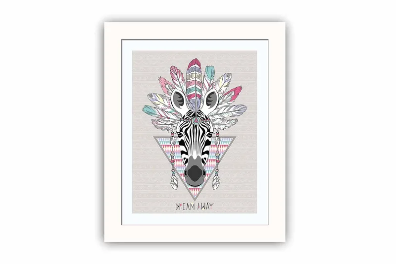 Tavla Animal med Ram Flerfärgad, 23,5x28,5 cm