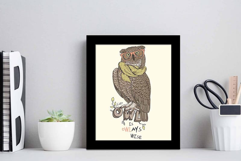 Tavla Animal med Ram Flerfärgad - 23,5x28,5 cm - Inredning - Tavlor & posters - Canvastavla