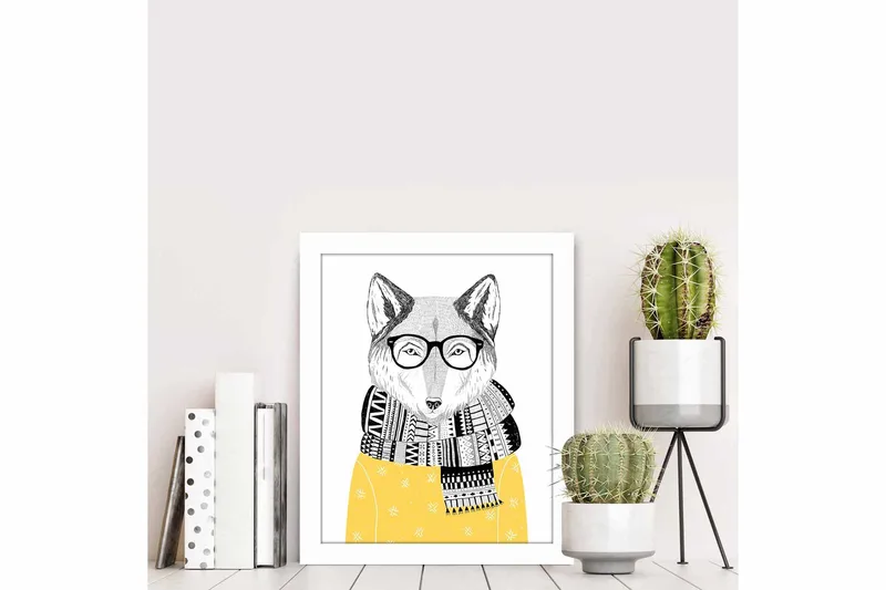 Tavla Animal med Ram Flerfärgad - 23,5x28,5 cm - Inredning - Tavlor & posters - Canvastavla