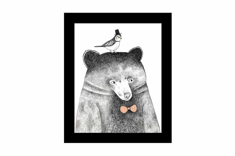 Tavla Animal med Ram Flerfärgad, 23,5x28,5 cm