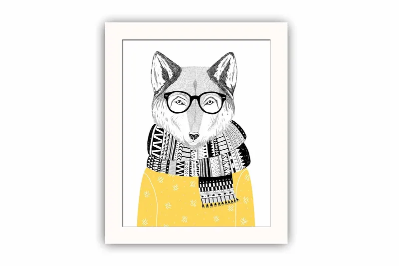 Tavla Animal med Ram Flerfärgad, 23,5x28,5 cm