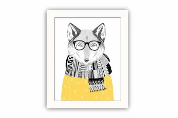 Tavla Animal med Ram Flerfärgad - 23,5x28,5 cm - Inredning - Tavlor & posters - Canvastavla