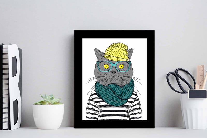 Tavla Animal med Ram Flerfärgad - 23,5x28,5 cm - Inredning - Tavlor & posters - Canvastavla