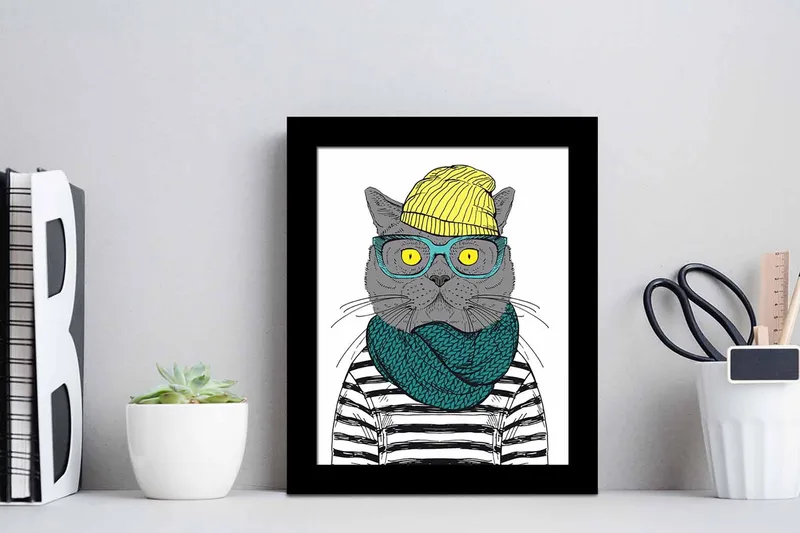 Tavla Animal med Ram Flerfärgad - 23,5x28,5 cm - Inredning - Tavlor & posters - Canvastavla