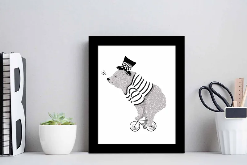 Tavla Animal med Ram Flerfärgad - 23,5x28,5 cm - Inredning - Tavlor & posters - Canvastavla