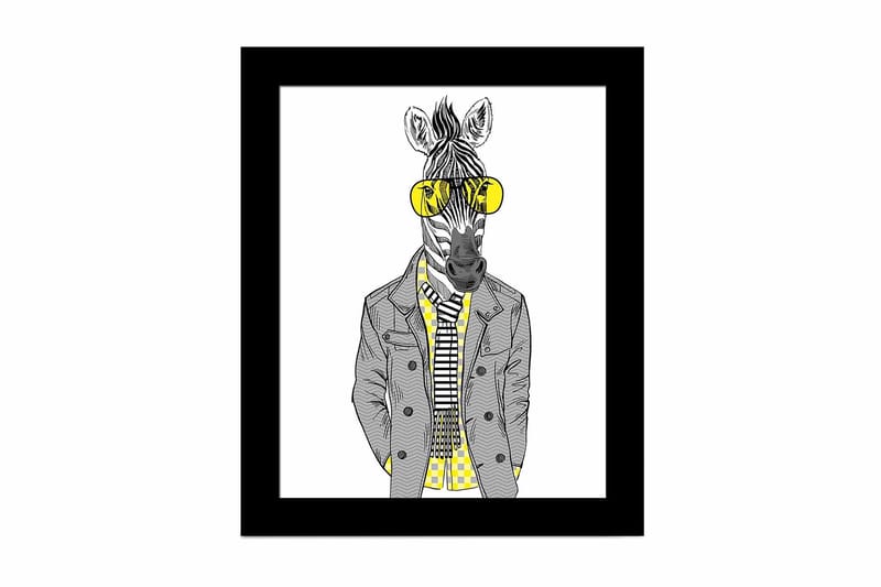 Tavla Animal med Ram Flerfärgad, 23,5x28,5 cm