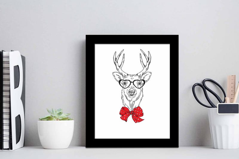 Tavla Animal med Ram Flerfärgad - 23,5x28,5 cm - Inredning - Tavlor & posters - Canvastavla