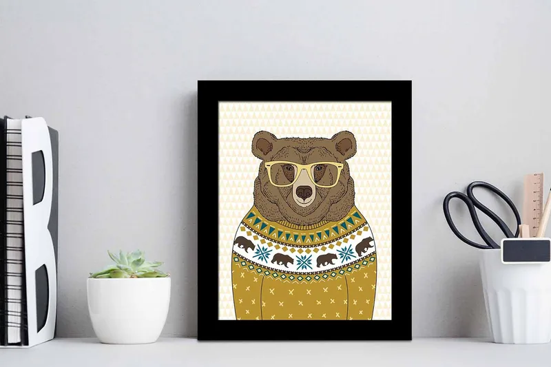 Tavla Animal med Ram Flerfärgad - 23,5x28,5 cm - Inredning - Tavlor & posters - Canvastavla