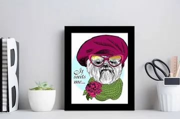 Tavla Animal med Ram Flerfärgad - 23,5x28,5 cm - Inredning - Tavlor & posters - Canvastavla