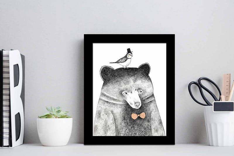 Tavla Animal med Ram Flerfärgad - 23,5x28,5 cm - Inredning - Tavlor & posters - Canvastavla