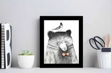 Tavla Animal med Ram Flerfärgad - 23,5x28,5 cm - Inredning - Tavlor & posters - Canvastavla