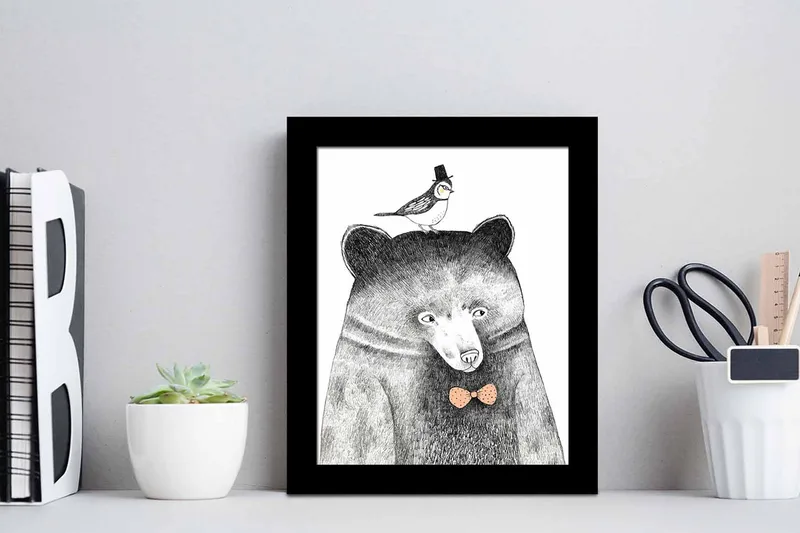 Tavla Animal med Ram Flerfärgad - 23,5x28,5 cm - Inredning - Tavlor & posters - Canvastavla