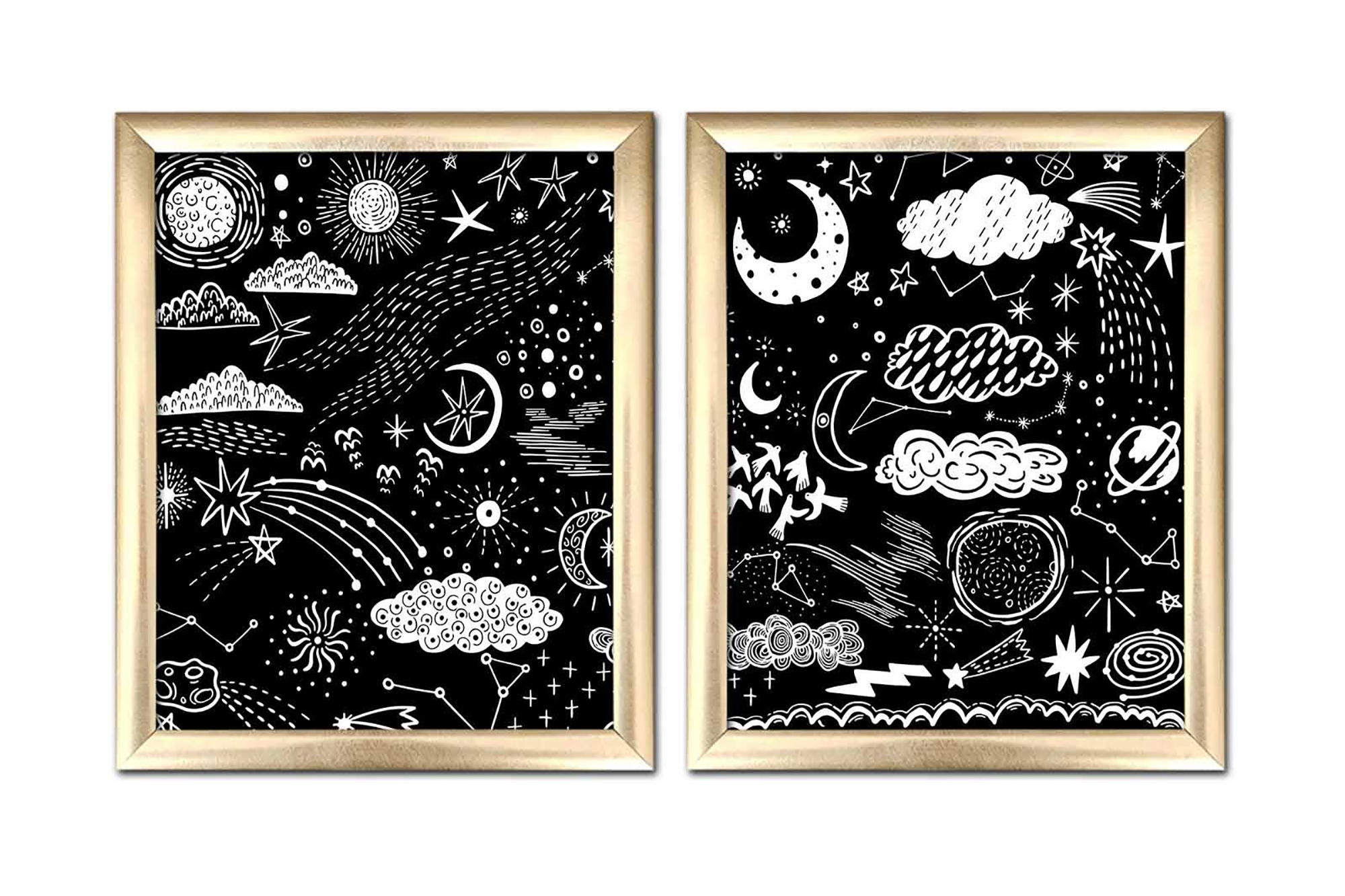 Tavla Astrology Med Ram 2-Pack Flerfärgad 23,5X28,5 23,5x28,5 cm