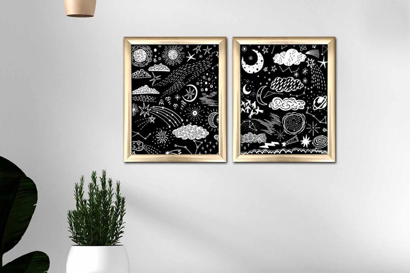 Tavla Astrology med Ram 2-pack Flerfärgad - 23,5x28,5 cm - Inredning - Tavlor & posters - Canvastavla