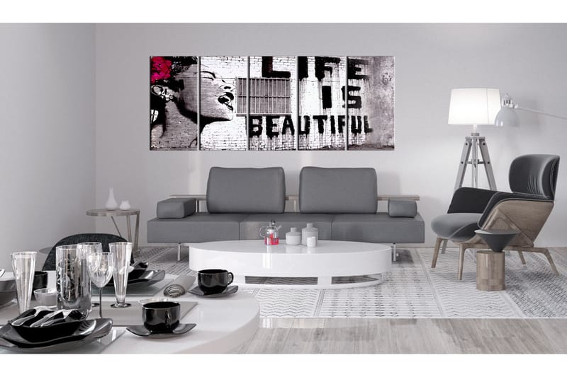 Tavla Banksy Life Is Beautiful 225x90 - Artgeist sp. z o. o. - Canvastavla