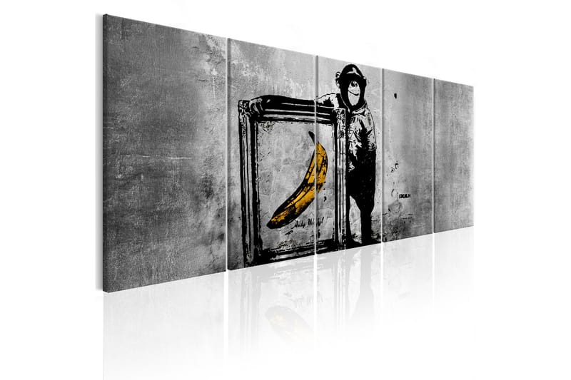 Tavla Banksy Monkey With Frame 225x90 - Artgeist sp. z o. o. - Canvastavla