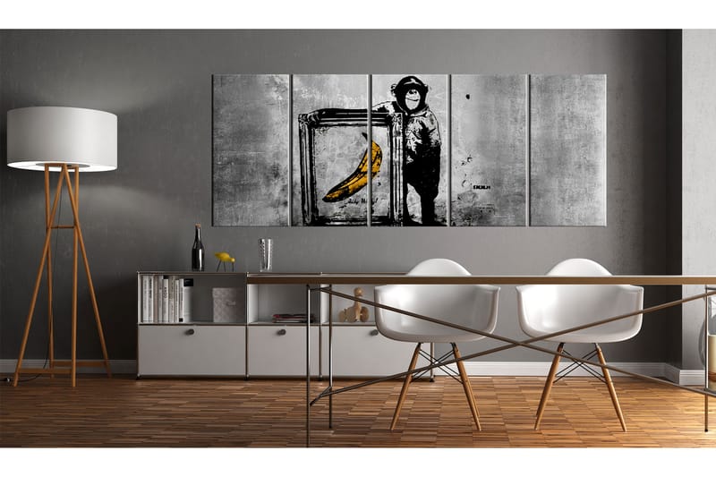 Tavla Banksy Monkey With Frame 225x90 - Artgeist sp. z o. o. - Canvastavla