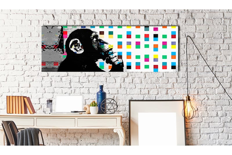 Tavla Banksy: The Thinker Monkey 135x45 - Inredning - Tavlor & posters - Canvastavla